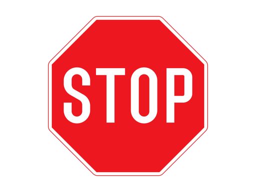 Danish B13 stop sign, a complete red octagon with the word STOP